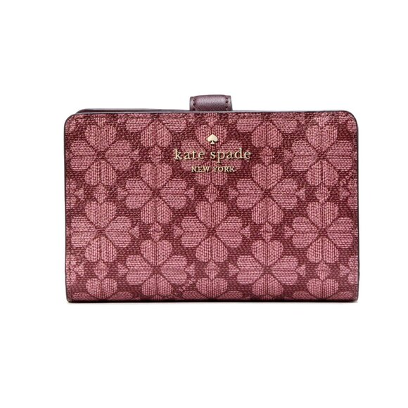 New Kate Spade Spade Flower Medium Compact Bifold Wallet Logo Grenache Multi - Picture 1 of 3